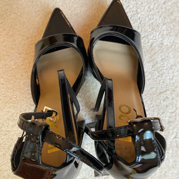 EGO, Size 9 Marshall Double Strap Pointed Toe Black Pumps - Picture 2 of 4
